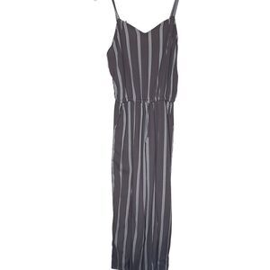 In Style Jumpsuit Vertical Stripe Spaghetti Strap V-neck Pockets Size XL